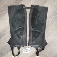 Pr Canvas Half Chaps, top buckle strap *gc/fair, faded, dirty, older, v.stretched elastic, edge rubs & peeled