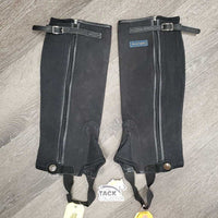 Pr Canvas Half Chaps, top buckle strap *gc/fair, faded, dirty, older, v.stretched elastic, edge rubs & peeled
