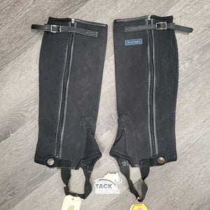 Pr Canvas Half Chaps, top buckle strap *gc/fair, faded, dirty, older, v.stretched elastic, edge rubs & peeled