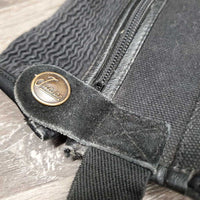 Pr Canvas Half Chaps, top buckle strap *gc/fair, faded, dirty, older, v.stretched elastic, edge rubs & peeled
