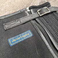 Pr Canvas Half Chaps, top buckle strap *gc/fair, faded, dirty, older, v.stretched elastic, edge rubs & peeled
