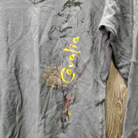 LS Cotton V Neck T Shirt *gc, mnr stains, edge rubs & hair, cut tags
