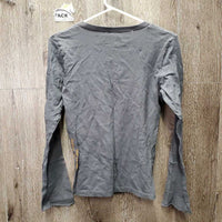 LS Cotton V Neck T Shirt *gc, mnr stains, edge rubs & hair, cut tags
