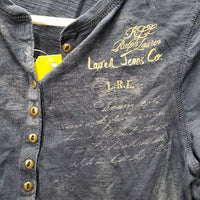 LS Cotton T Shirt, horse print, 1/2 Button Up *gc, clean, faded?, rubs
