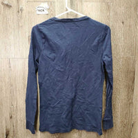 LS Cotton T Shirt, horse print, 1/2 Button Up *gc, clean, faded?, rubs
