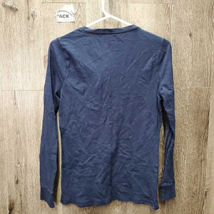 LS Cotton T Shirt, horse print, 1/2 Button Up *gc, clean, faded?, rubs