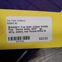 Quilt Jumper Saddle Pad, "Santa Anita, 2013" *gc, dirty, stains, hair