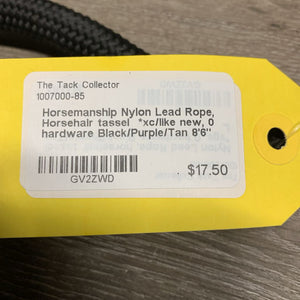 Horsemanship Nylon Lead Rope, Horsehair tassel *xc/like new, 0 hardware