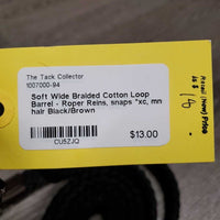 Soft Wide Braided Cotton Loop Barrel - Roper Reins, snaps *xc, mnr hair
