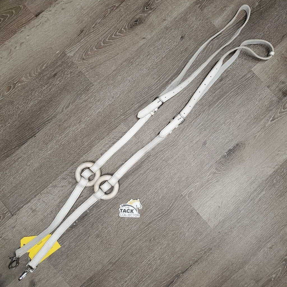 Leather Donut Side Vaulting Reins *gc, older, mnr dirt, dry, mnr stains, xholes, edge rubs