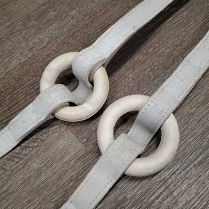 Leather Donut Side Vaulting Reins *gc, older, mnr dirt, dry, mnr stains, xholes, edge rubs