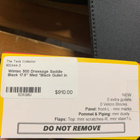 17.5" Med *Black Gullet In Wintec 500 Dressage Saddle, CAIR Panels, Front & Rear Gusset Panels, Yellow/Narrow Gullet, Flaps: 17"L x 13"W Serial #: W 1707 0201 44 DR 17.5"