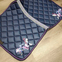 Satin Quilt Dressage Saddle Pad, 2x piping, butterfly pattern *new
