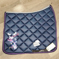 Satin Quilt Dressage Saddle Pad, 2x piping, butterfly pattern *new
