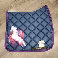 Satin Quilt Dressage Saddle Pad, 2x piping, unicorn pattern *new
