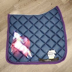 Satin Quilt Dressage Saddle Pad, 2x piping, unicorn pattern *new