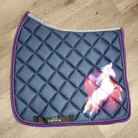 Satin Quilt Dressage Saddle Pad, 2x piping, unicorn pattern *new
