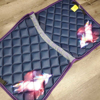 Satin Quilt Dressage Saddle Pad, 2x piping, unicorn pattern *new
