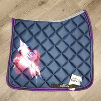 Satin Quilt Dressage Saddle Pad, 2x piping, unicorn pattern *new
