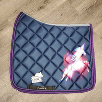 Satin Quilt Dressage Saddle Pad, 2x piping, unicorn pattern *new
