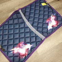 Satin Quilt Dressage Saddle Pad, 2x piping, unicorn pattern *new
