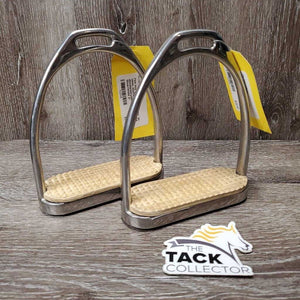 Fine Hvy Stirrup Irons, grips *gc, clean, scuffs, scratches, residue, discolored/yellowed grips