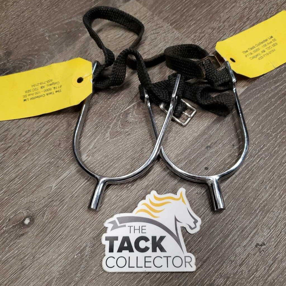 Light POW Spurs, Braided Nylon Spur Straps *vgc, clean & mnr dirt, mnr rubs, stains, scratches & dings