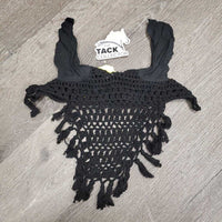 Long Crochet Ear Bonnet Fly Veil, tassels, string *vgc, clean, older, v.crinkled ears