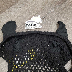 Long Crochet Ear Bonnet Fly Veil, tassels, string *vgc, clean, older, v.crinkled ears