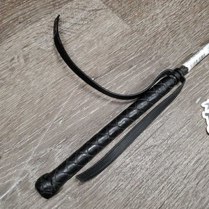 Riding Crop - Whip, handle *split handle, twisted & creased flapper, older, rubs