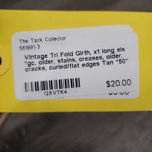 Vintage Tri Fold Girth, x1 long els *gc, older, stains, creases, older, cracks, curled/flat edges