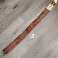 Vintage Tri Fold Girth, x1 long els *gc, older, clean, v.stained, creases, buckles: rust & chipped