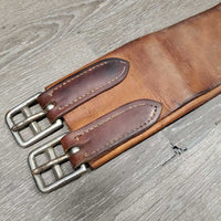 Vintage Tri Fold Girth, x1 long els *gc, older, clean, v.stained, creases, buckles: rust & chipped
