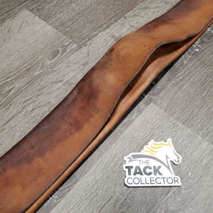 Vintage Tri Fold Girth, x1 long els *gc, older, clean, v.stained, creases, buckles: rust & chipped