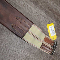 Vintage Tri Fold Girth, x1 long els *gc, older, clean, v.stained, creases, buckles: rust & chipped
