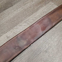 Vintage Tri Fold Girth, x1 long els *gc, older, clean, v.stained, creases, buckles: rust & chipped
