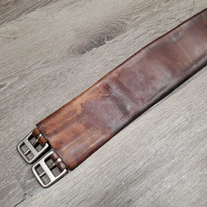 Vintage Tri Fold Girth, x1 long els *gc, older, clean, v.stained, creases, buckles: rust & chipped
