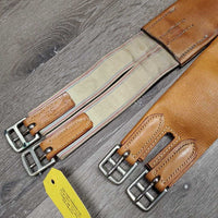 Vintage Tri Fold Soft Leather Girth, x1 long els *xc, clean, stains, older
