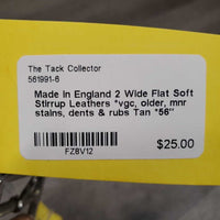 2 Wide Flat Soft Stirrup Leathers *vgc, older, mnr stains, dents & rubs
