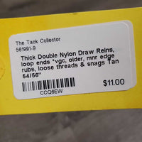 Thick Double Nylon Draw Reins, loop ends *vgc, older, mnr edge rubs, loose threads & snags