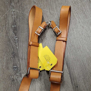Adjustable Flat Soft Thick Double Stitched Leather Carriage Driving Lines - Reins, buckle & loop ends, connector strap *new, older