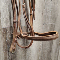 Narrow FS Bridle, Drop Noseband, Plain Reins *vgc, clean, older, mnr rubs & stains, xholes
