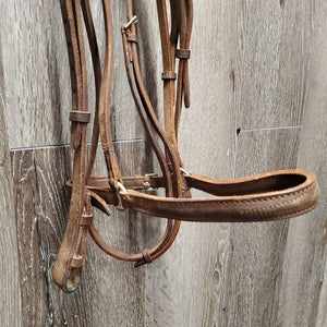 Narrow FS Bridle, Drop Noseband, Plain Reins *vgc, clean, older, mnr rubs & stains, xholes