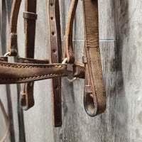 Narrow FS Bridle, Drop Noseband, Plain Reins *vgc, clean, older, mnr rubs & stains, xholes