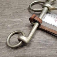 Thin Curved Mullen Mouth LS Weymouth, Curb Chain, leather lip strap *gc, mnr stains, residue & scratches, older

