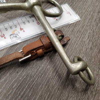 Thin Curved Mullen Mouth LS Weymouth, Curb Chain, leather lip strap *gc, mnr stains, residue & scratches, older
