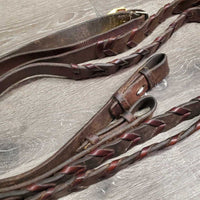 Wide Soft Braided Reins *gc/fair, older, twists, clean, chewed
