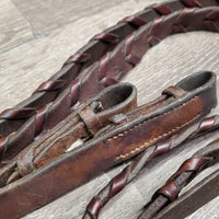 Wide Soft Braided Reins *gc/fair, older, twists, clean, chewed
