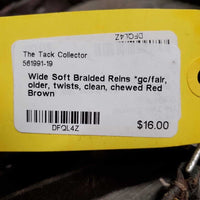 Wide Soft Braided Reins *gc/fair, older, twists, clean, chewed
