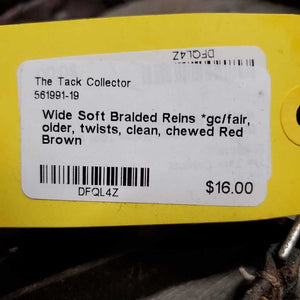 Wide Soft Braided Reins *gc/fair, older, twists, clean, chewed